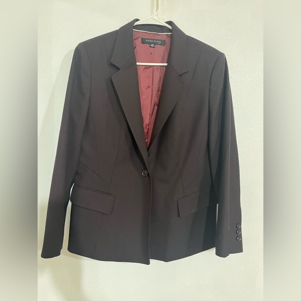 Anne Klein brown wool blend blazer sz 14P jacket